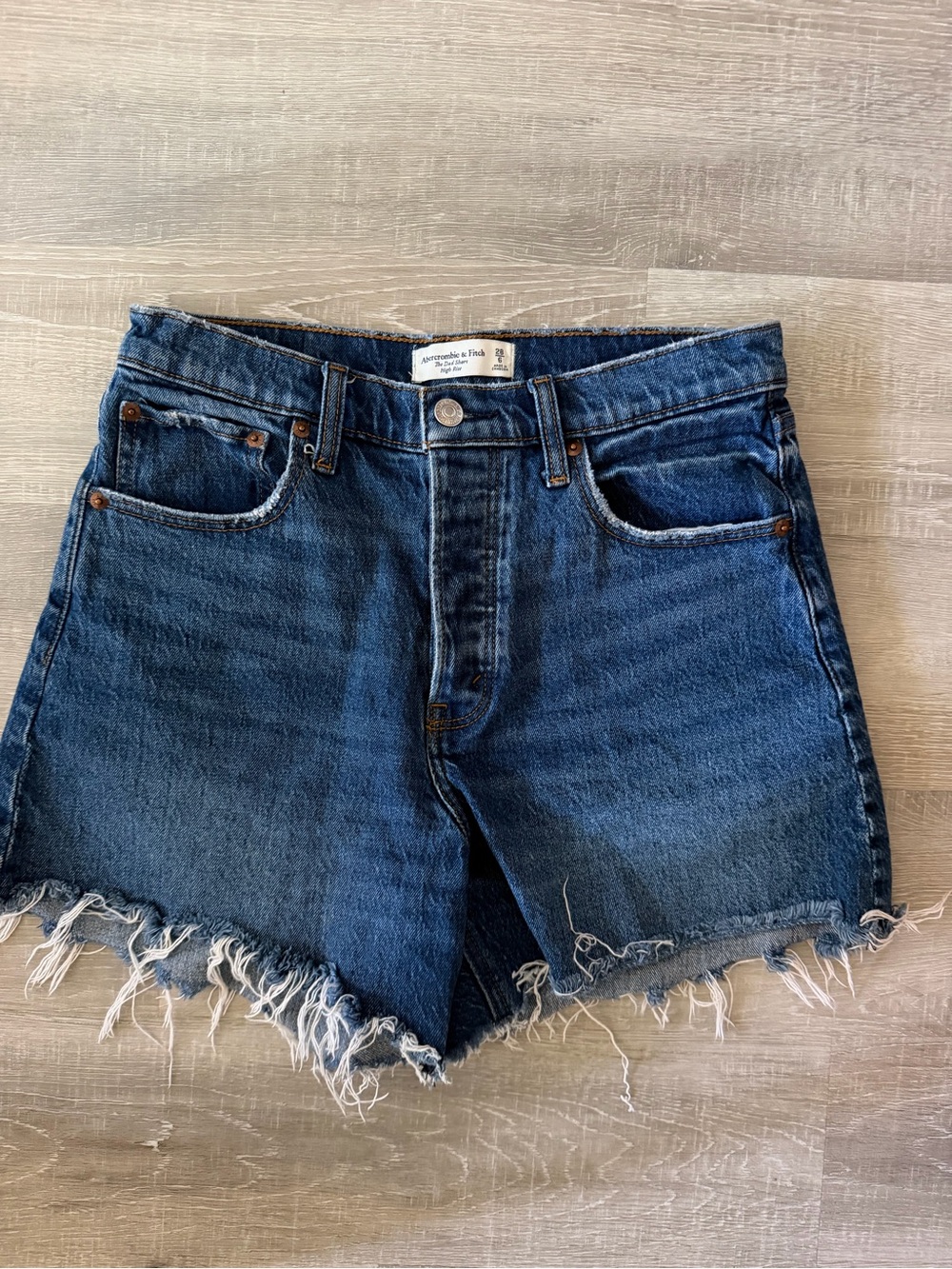 Abercrombie & Fitch Dark Blue High-Rise Denim Cutoff Shorts